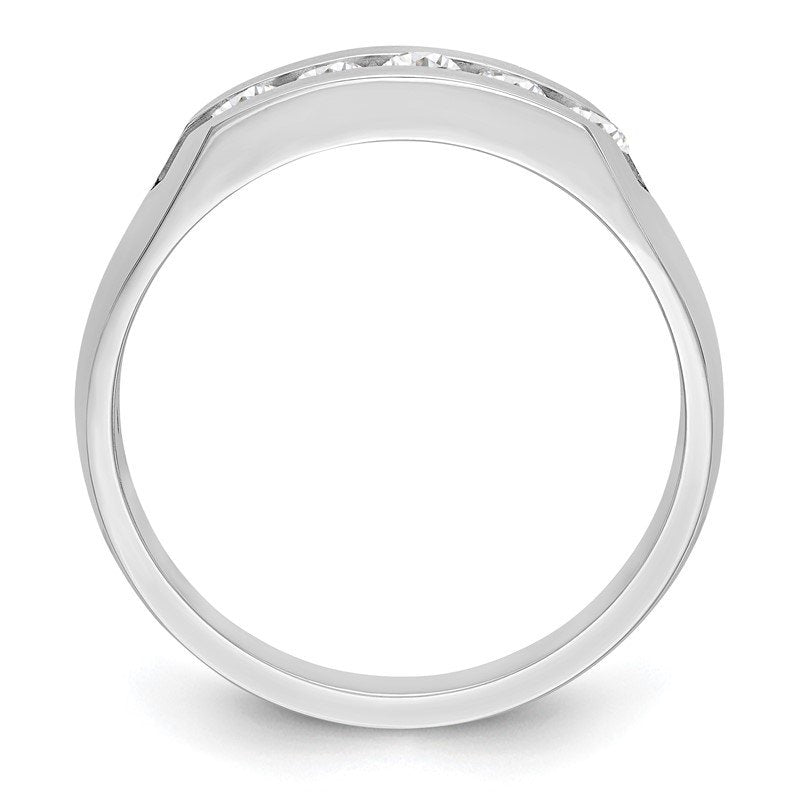 14K White Gold Men's 1/3 carat Lab Grown Diamond VS+ F+ Complete Channel Five Stone Band