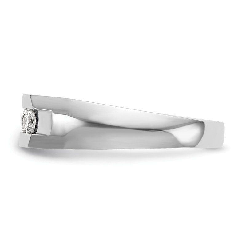 14K White Gold Men's 1/3 carat Lab Grown Diamond VS+ F+ Complete Channel Five Stone Band
