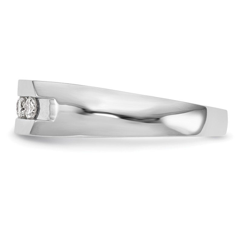 14K White Gold Men's 1/3 carat Lab Grown Diamond VS+ F+ Complete Channel Five Stone Band