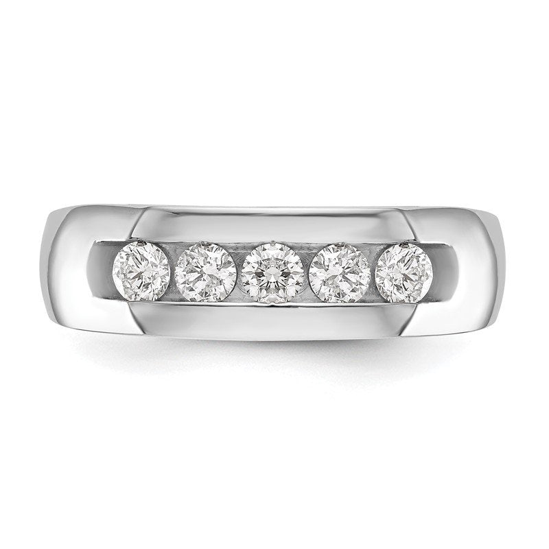 14K White Gold Men's 1/3 carat Lab Grown Diamond VS+ F+ Complete Channel Five Stone Band