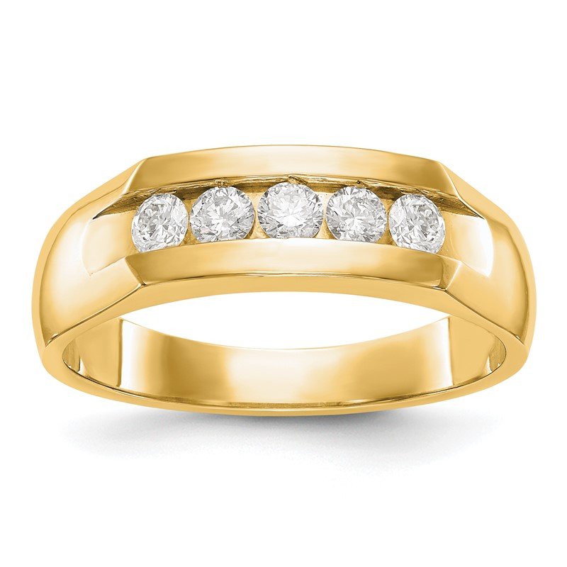 14K White Gold Men's 1/3 carat Lab Grown Diamond VS+ F+ Complete Channel Five Stone Band