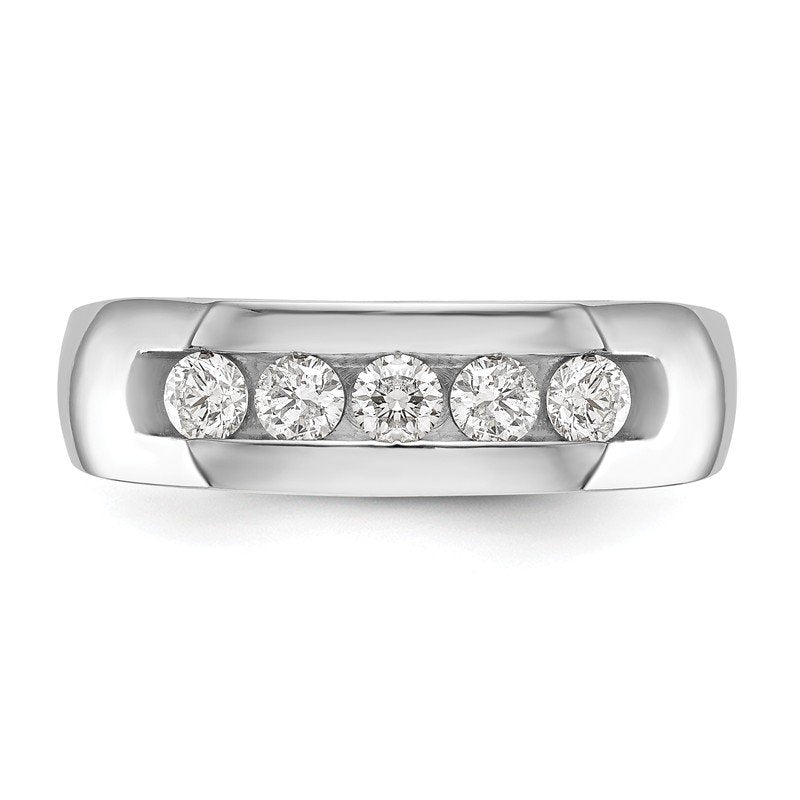14K White Gold Men's 1/3 carat Lab Grown Diamond VS+ F+ Complete Channel Five Stone Band