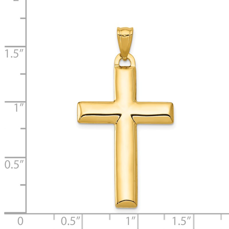14K and White Rhodium Reversible Yellow/White Cross Pendant