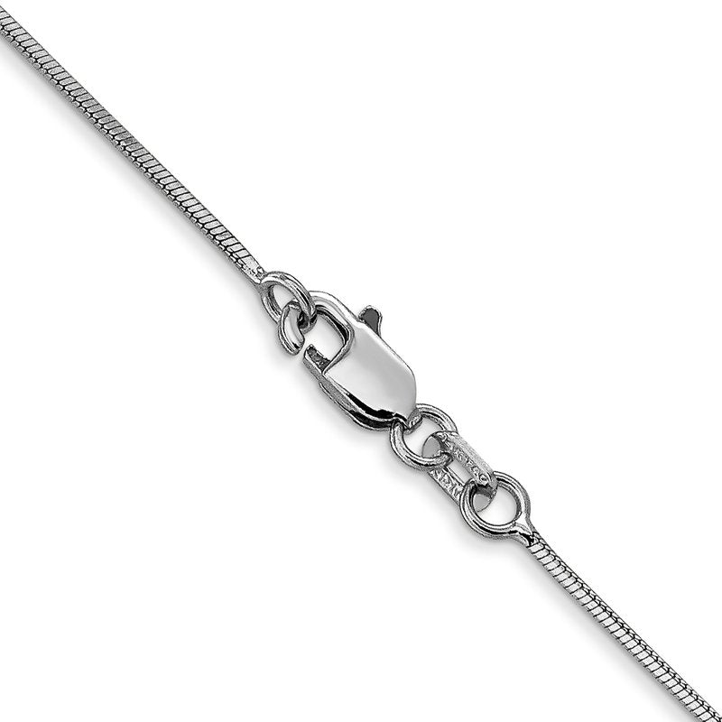 14K White Gold 10 inch 1mm Octagonal Snake with Lobster Clasp Anklet