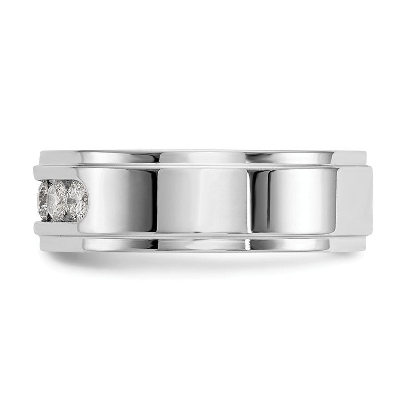 14K White Gold Men's 1/2 carat Lab Grown Diamond VS/SI  D E F  5 Stone Step Edge Size 9 Channel Band
