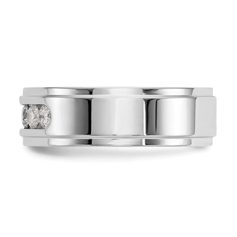 14K White Gold Men's 1/2 carat Lab Grown Diamond VS/SI  D E F  5 Stone Step Edge Size 9 Channel Band