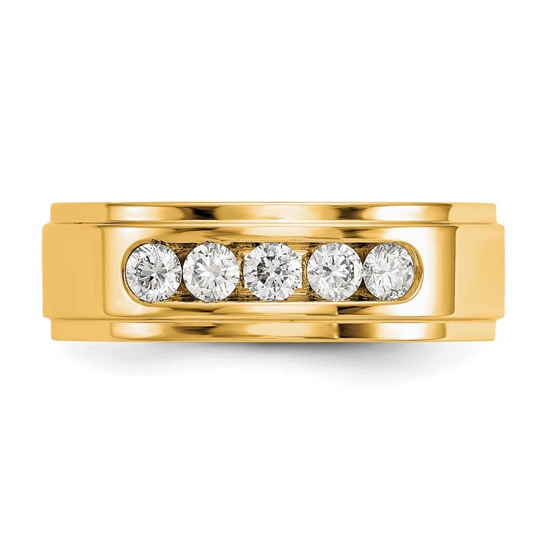 14K White Gold Men's 1/2 carat Lab Grown Diamond VS/SI  D E F  5 Stone Step Edge Size 9 Channel Band