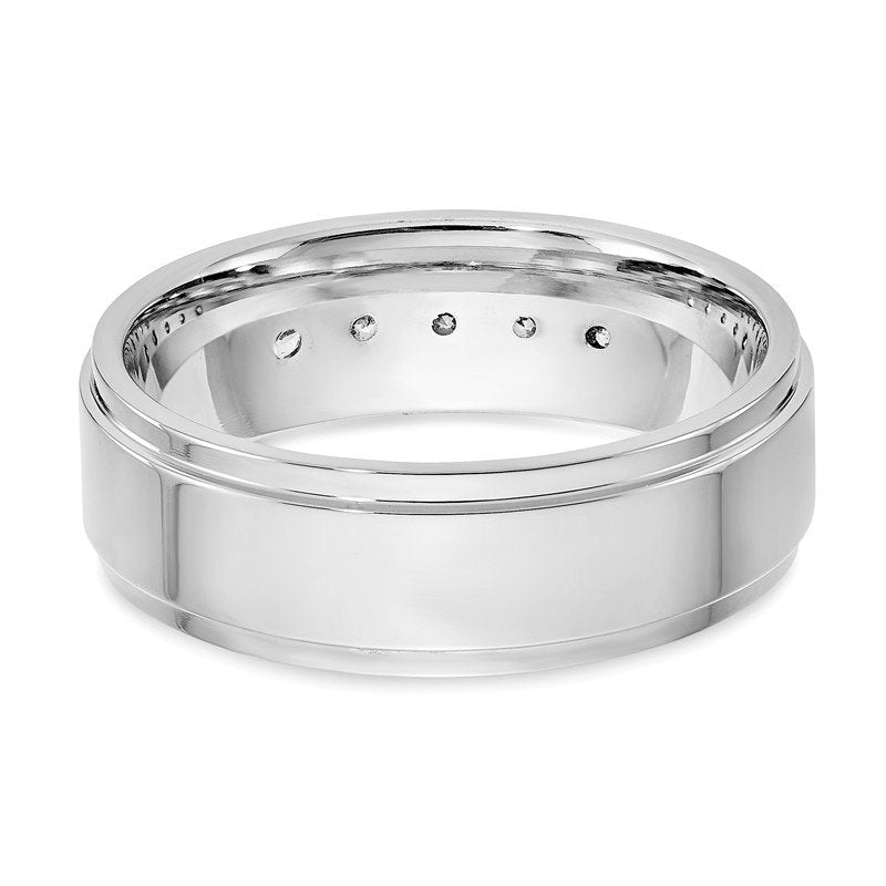 14K White Gold Men's 1/2 carat Lab Grown Diamond VS/SI  D E F  5 Stone Step Edge Size 9 Channel Band
