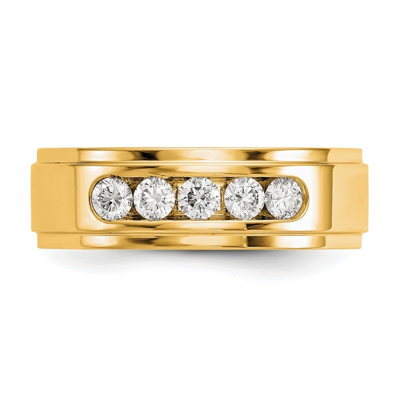 14K White Gold Men's 1/2 carat Lab Grown Diamond VS/SI  D E F  5 Stone Step Edge Size 9 Channel Band