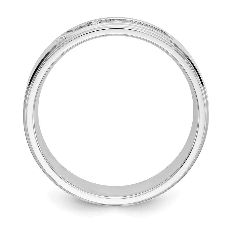 14K White Gold Men's 1/2 carat Lab Grown Diamond VS/SI  D E F  5 Stone Step Edge Size 9 Channel Band