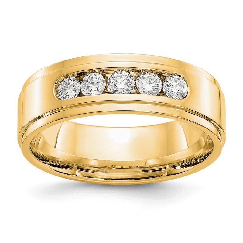 14K White Gold Men's 1/2 carat Lab Grown Diamond VS/SI  D E F  5 Stone Step Edge Size 9 Channel Band
