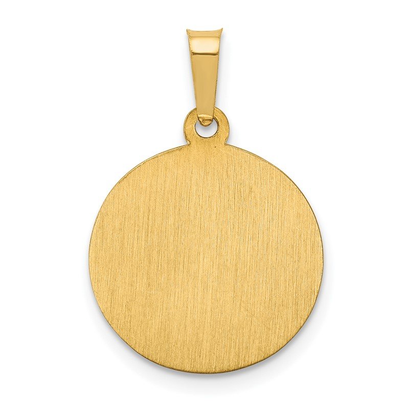 14k Polished and Satin Hollow Saint Peter Medal Round Pendant