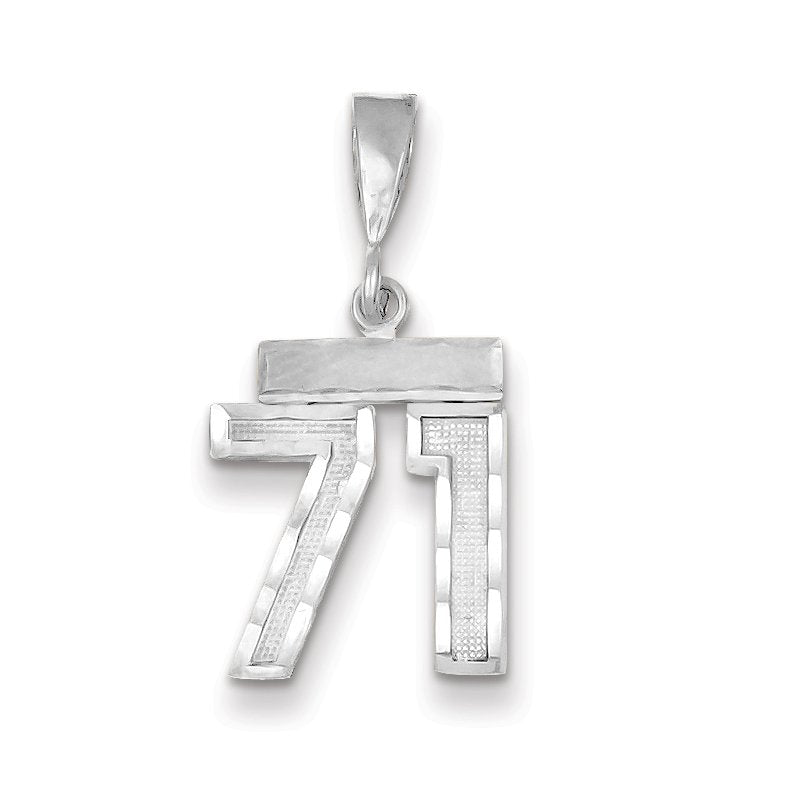 14kw Small Brushed Diamond-cut Number 71 Charm