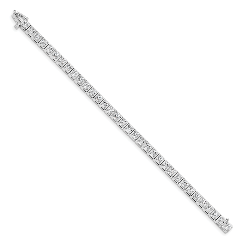 14k White Gold Complete 5.1 carat Round VS Diamond 4-prong 7 inch Tennis Bracelet