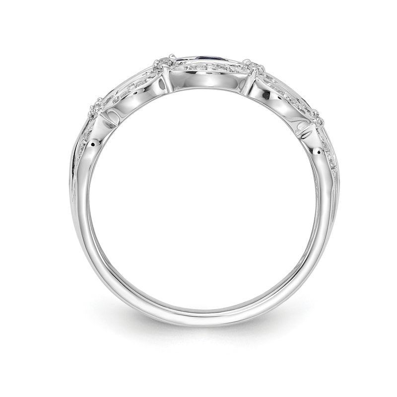 14k White Gold Diamond and Sapphire Fancy Ring