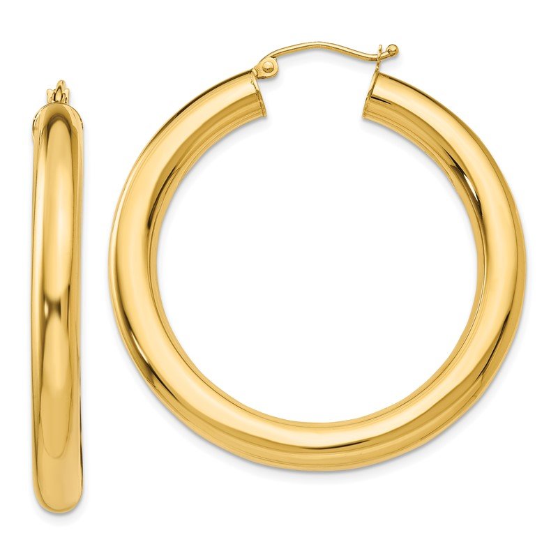 14k 5x40mm Polished Lightweight Tube Hoop Earrings