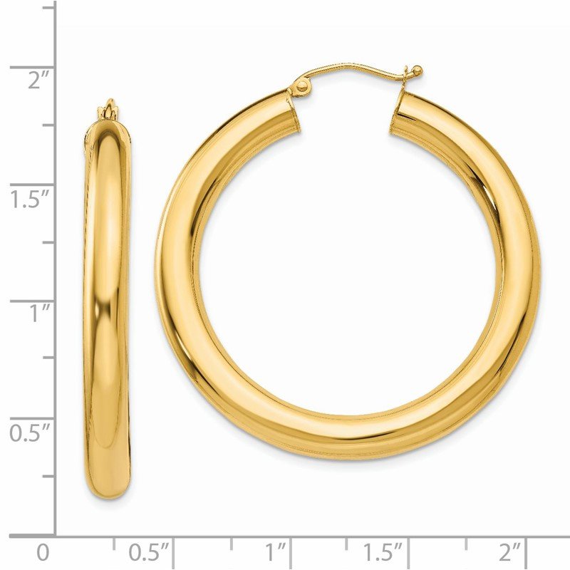 14k 5x40mm Polished Lightweight Tube Hoop Earrings