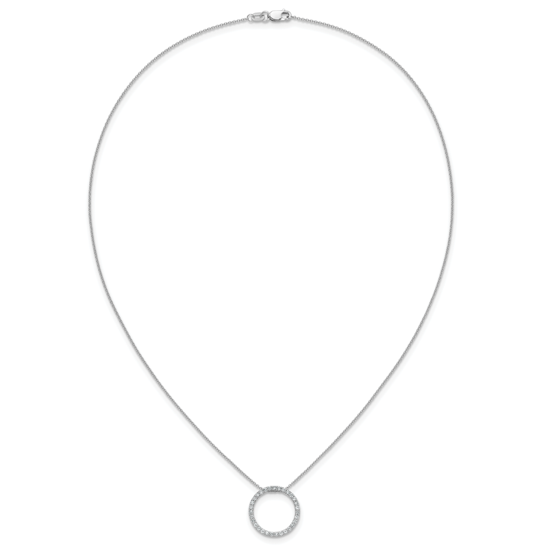 14k White Gold 1/4 carat Diamond Circle 18 inch Necklace