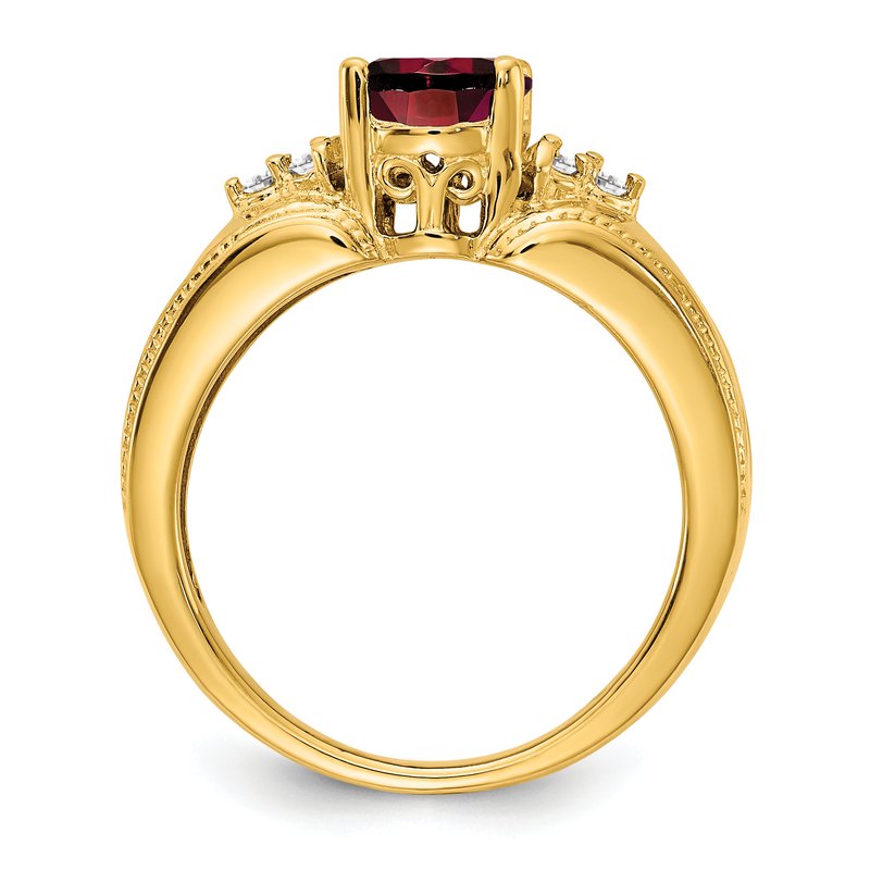 14k 8x6mm Oval Garnet A Diamond ring