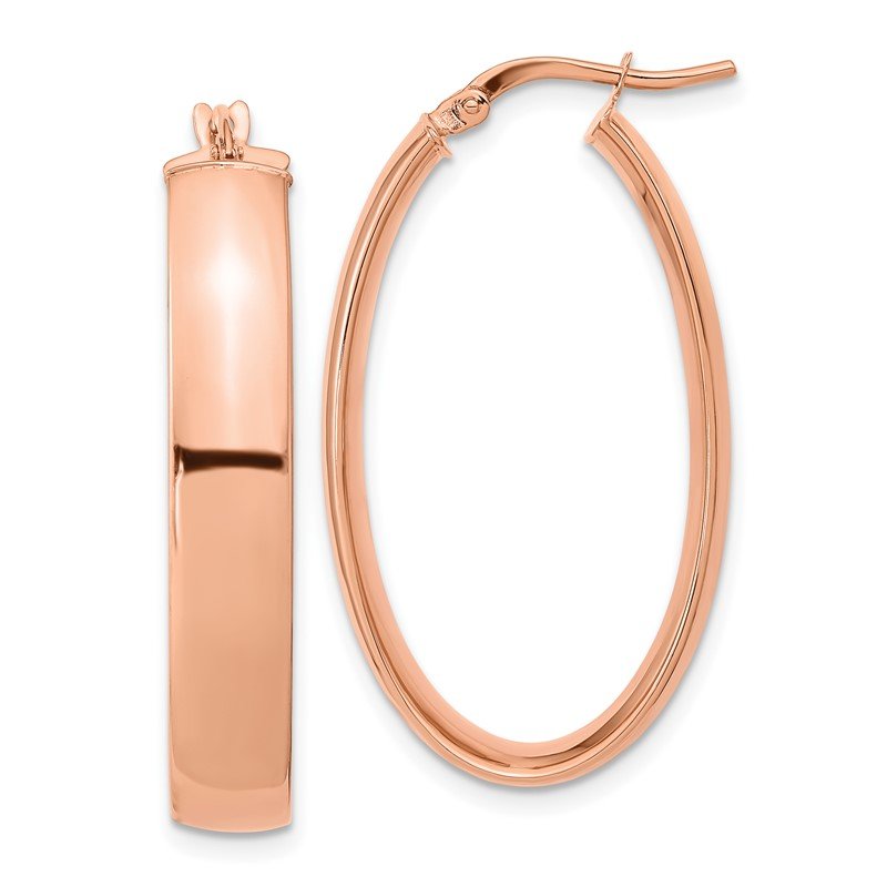 14k Rose Gold Oval Hoop Earrings