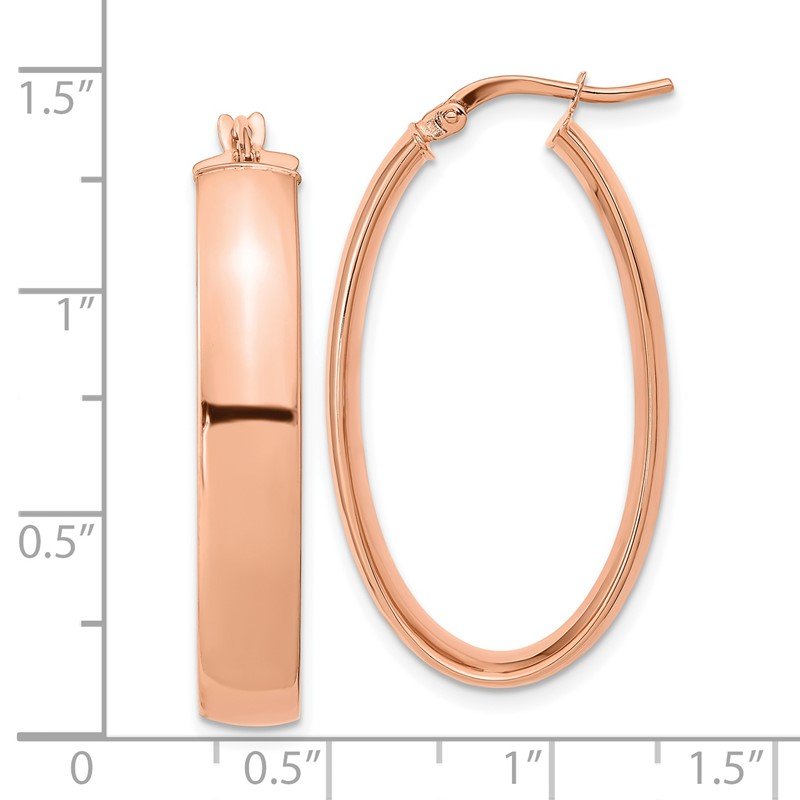 14k Rose Gold Oval Hoop Earrings