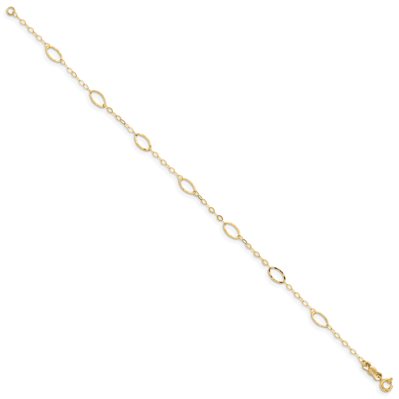 14k Oval Design Diamond-cut 7.25 inch Bracelet