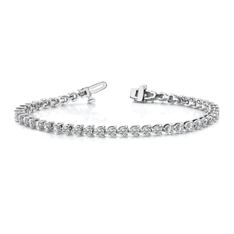 14K White Gold 2 3/8 carat Lab Grown Diamond VS+ F+ Complete Tennis Bracelet