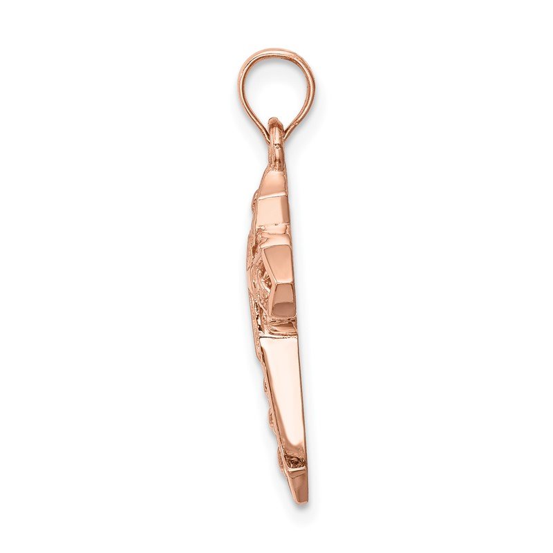 14K Rose Polished Celtic Cross Pendant