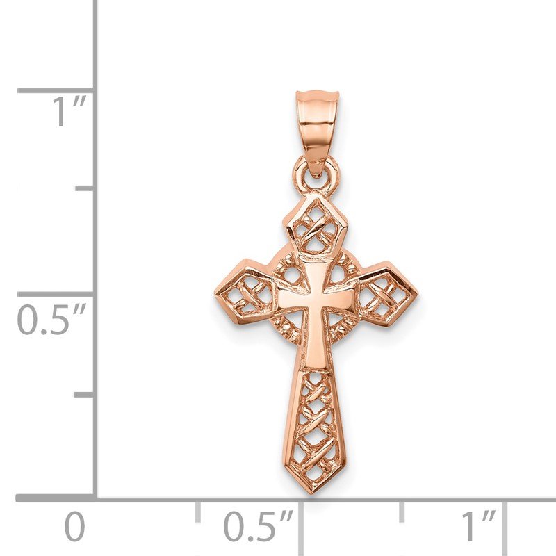 14K Rose Polished Celtic Cross Pendant
