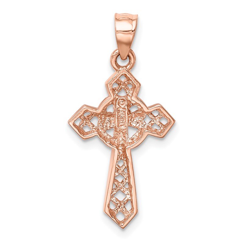 14K Rose Polished Celtic Cross Pendant
