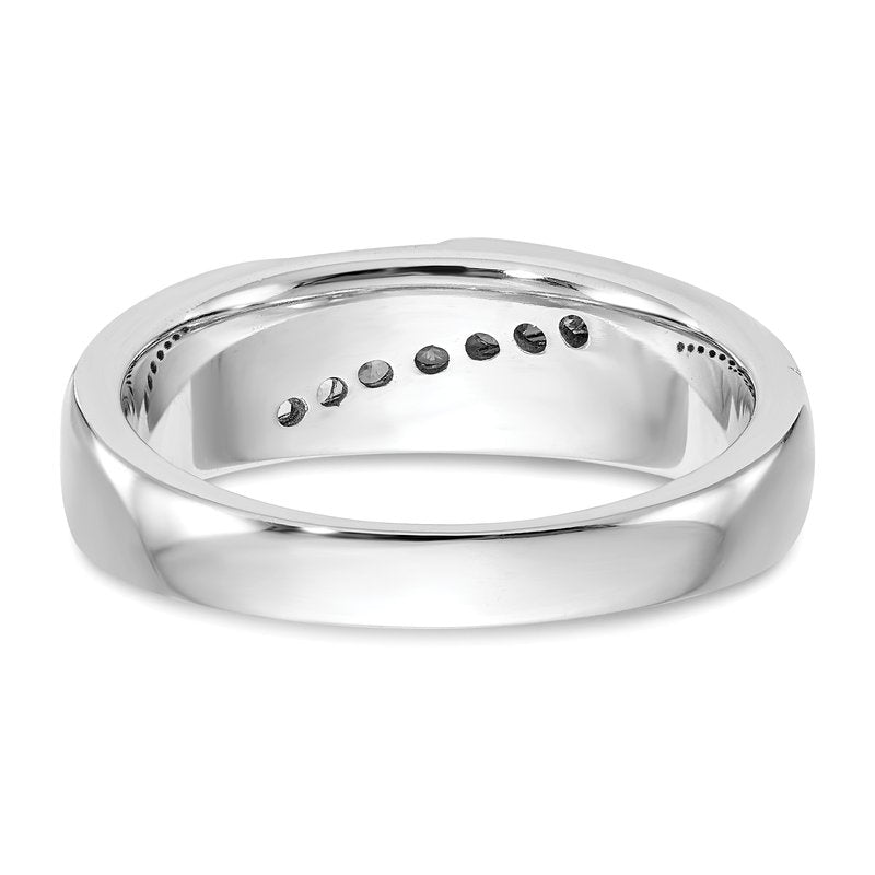 14K White Gold Men's 1/4 carat Lab Grown Diamond VS+ F+ Complete Brushed and Polished Band