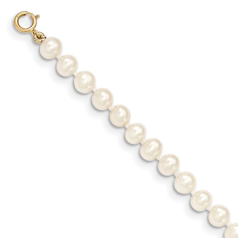14k 4-5mm White Semi-Round Freshwater Cultured Pearl 12 inch Necklace