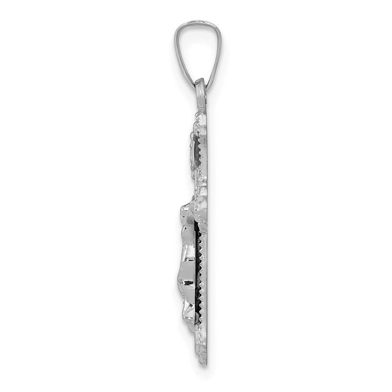 14k White Gold Polished INRI Crucifix Pendant