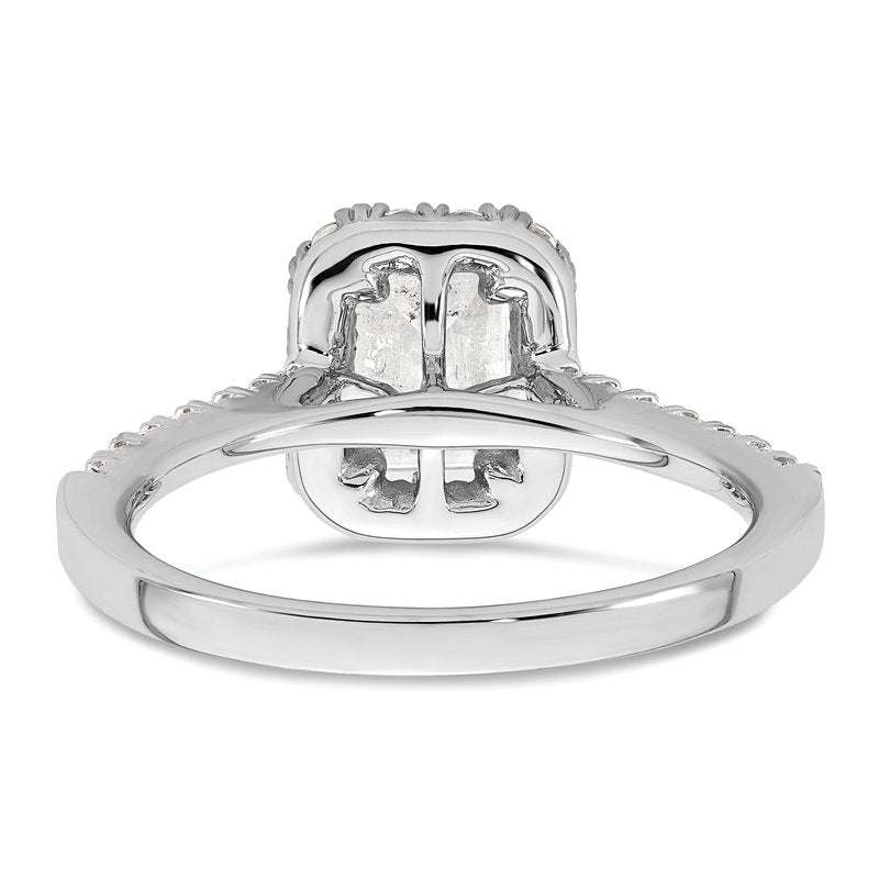 14K White Gold 1/4 carat Lab Grown Diamond VS+ F+ Semi-Mount Emerald Halo Engagement Ring