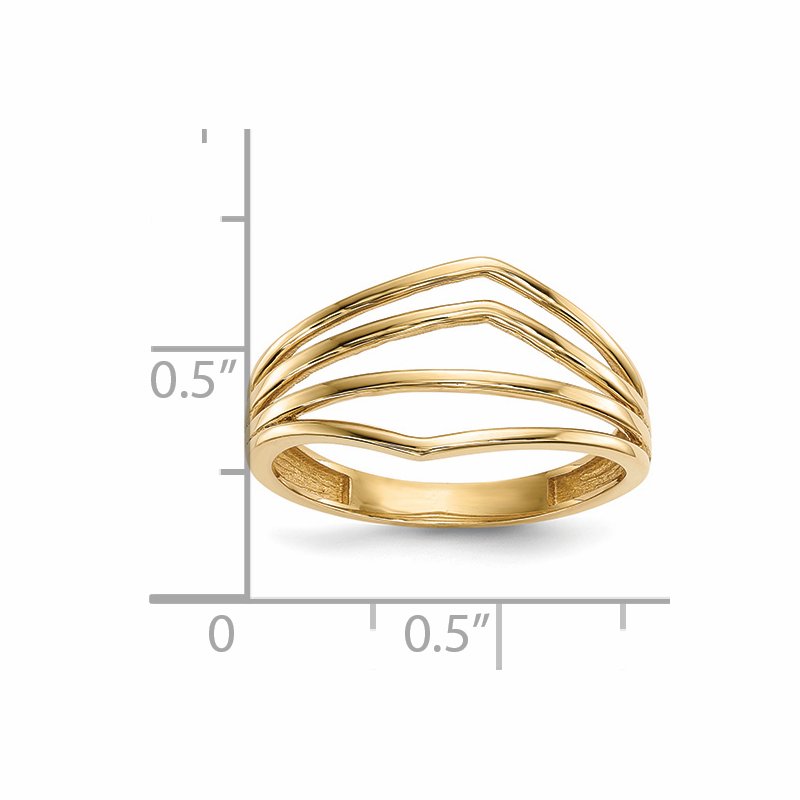 14k Gold Polished 4-Bar Ring