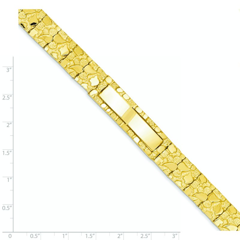 14k Polished Solid 12.0mm Nugget 36x12mm Plate 7 inch ID Bracelet
