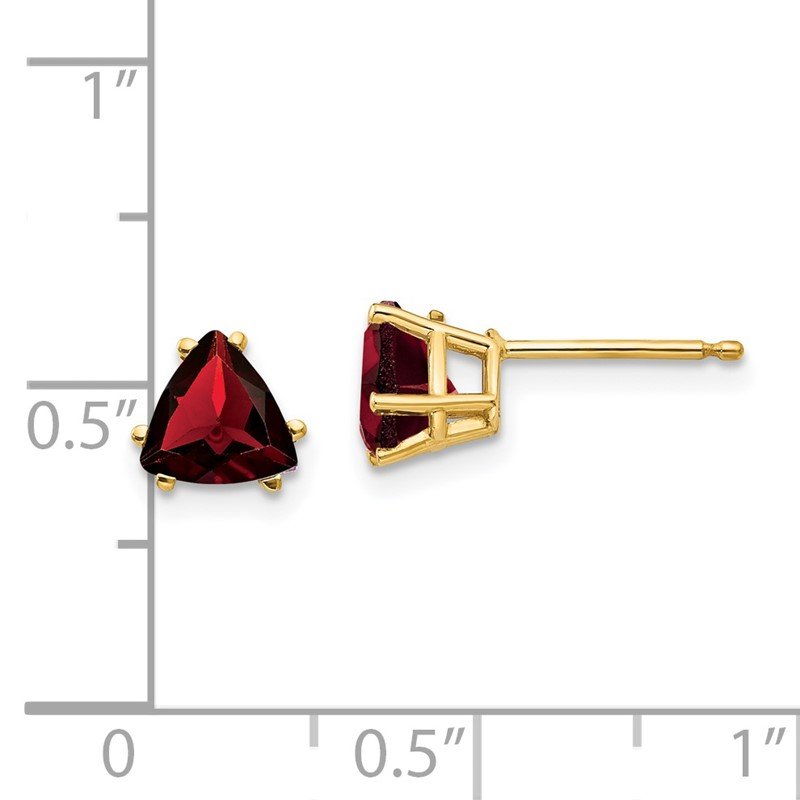 14k 6mm Trillion Garnet Post Earrings