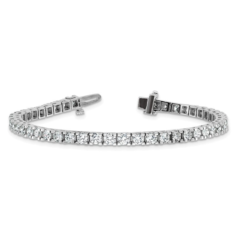 14k White Gold Complete 6.44 carat Round AAA Diamond 4-prong 7 inch Tennis Bracelet