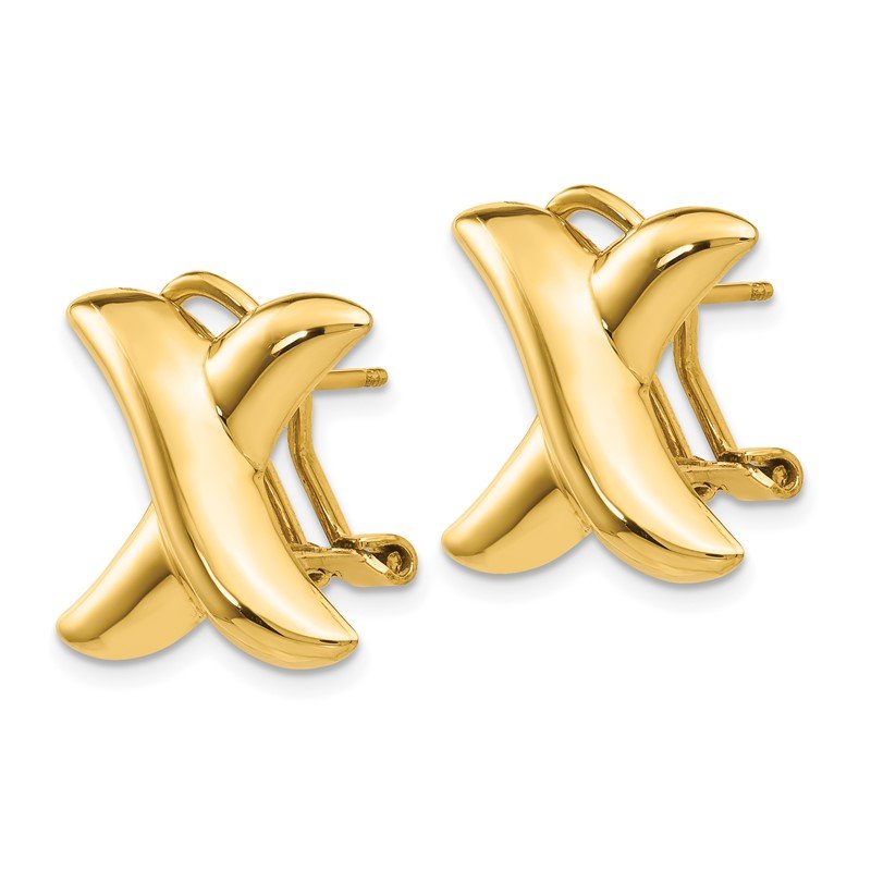 14k Polished X Omega Back Post Earrings