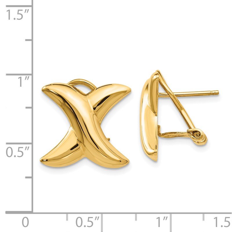 14k Polished X Omega Back Post Earrings