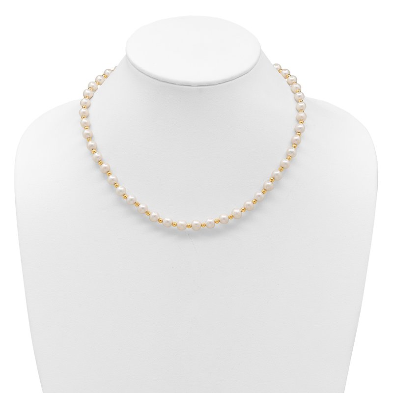 14k 6-7mm White Near-Round Freshwater Cultured Pearl Beaded 18 inch Necklace