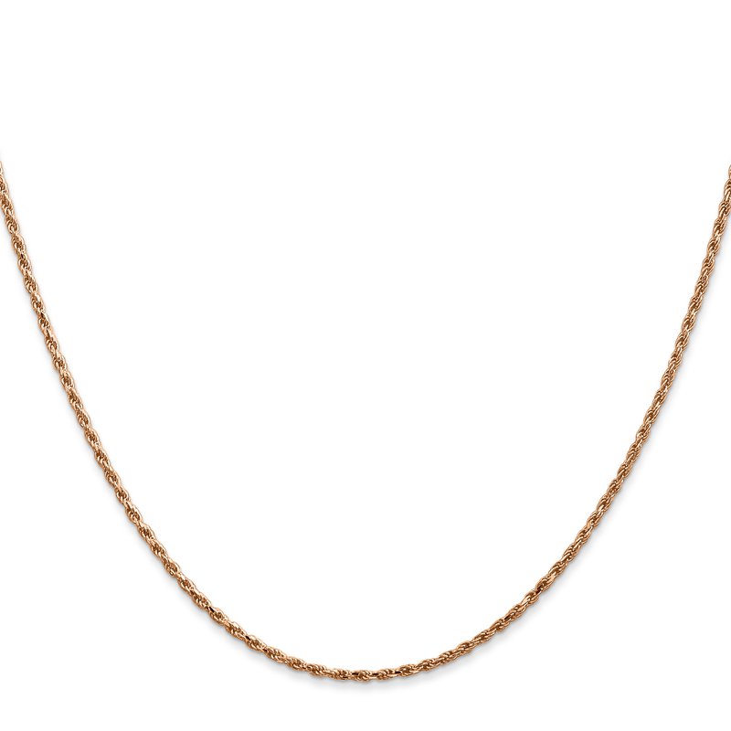 14K Rose Gold 10 inch 1.5mm Diamond-cut Man Made Rope with Lobster Clasp Anklet