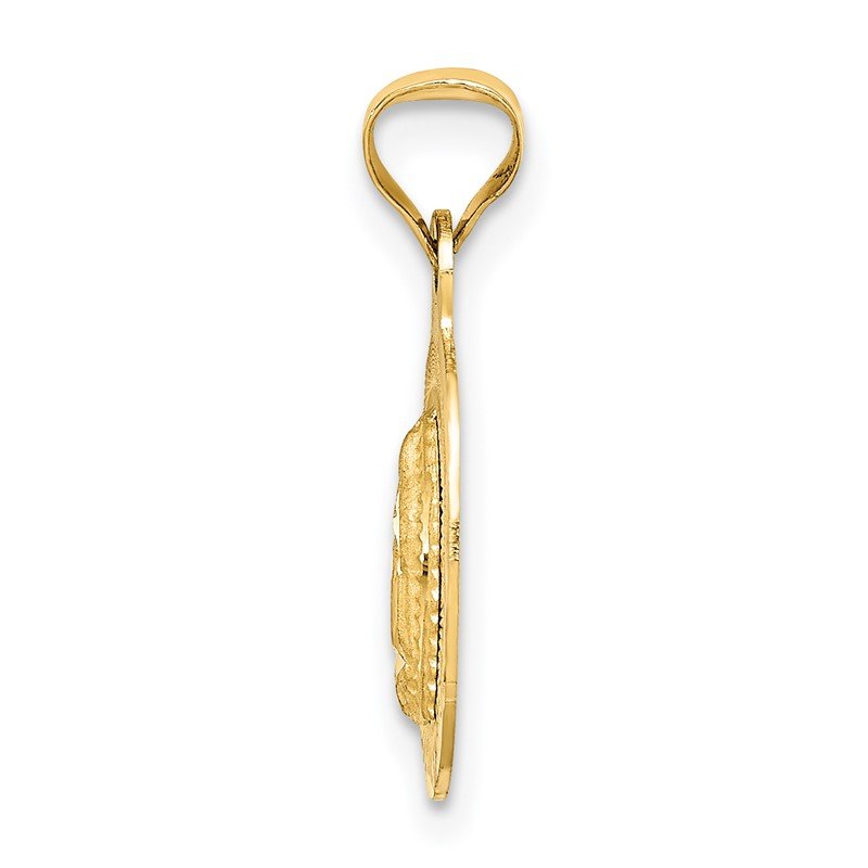 14K with Rose and White Rhodium Diamond-cut Solid Our Lady Of Guadalupe Oval Pendant