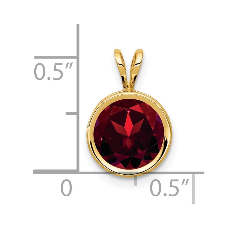 14k 8mm Round Garnet Bezel Pendant