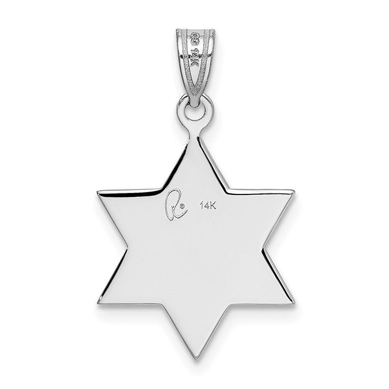 14k White Gold Star Of David Pendant