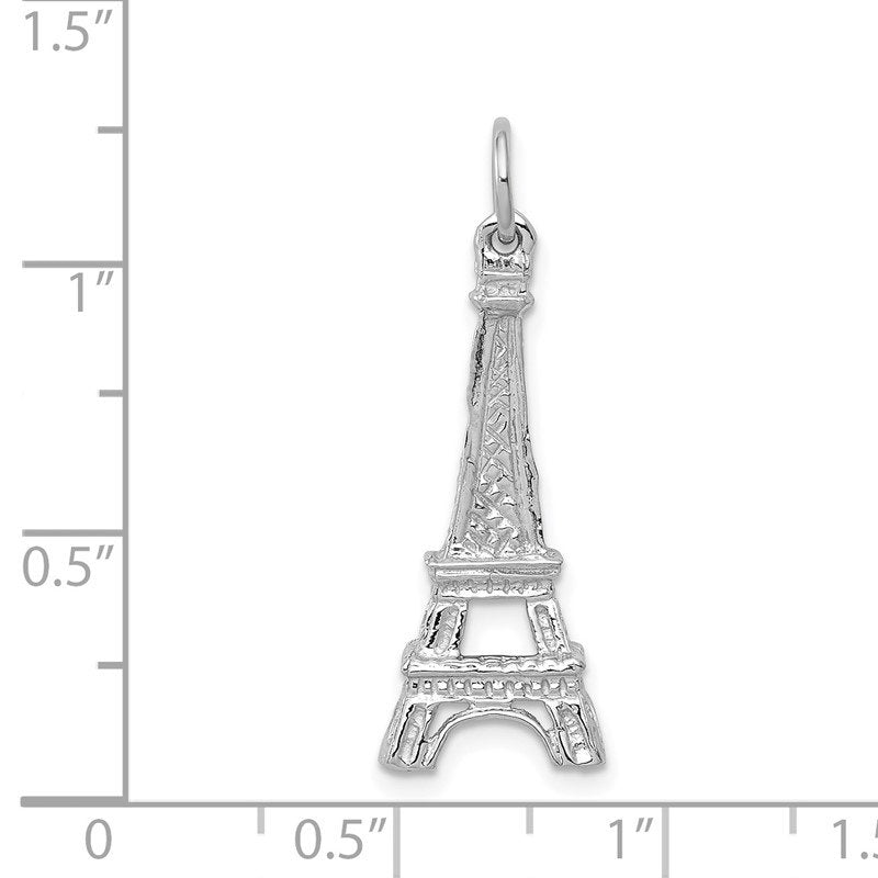 14k White Gold Solid Polished Eiffel Tower Charm