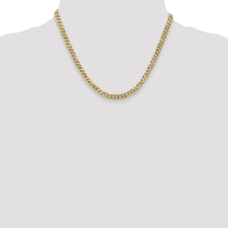 14K 26 inch 5.75mm Flat Beveled Curb with Lobster Clasp Chain