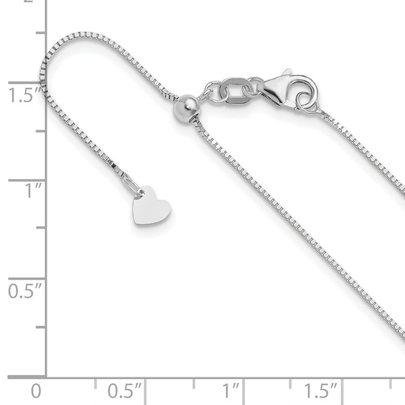 14K White Gold Adjustable .7mm Baby Box Chain