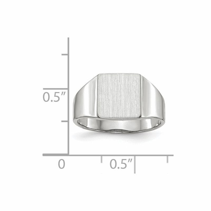 14k White Gold 8.5x9.5mm Closed Back Signet Ring