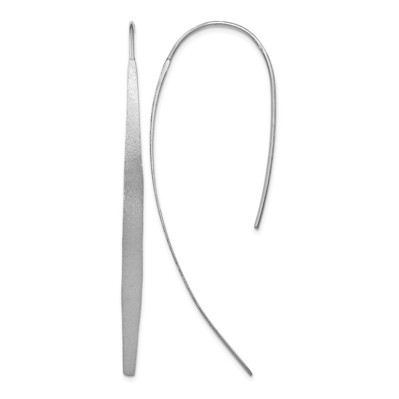 Sterling Silver Rhodium-plated Polished &amp; Brushed Earrings